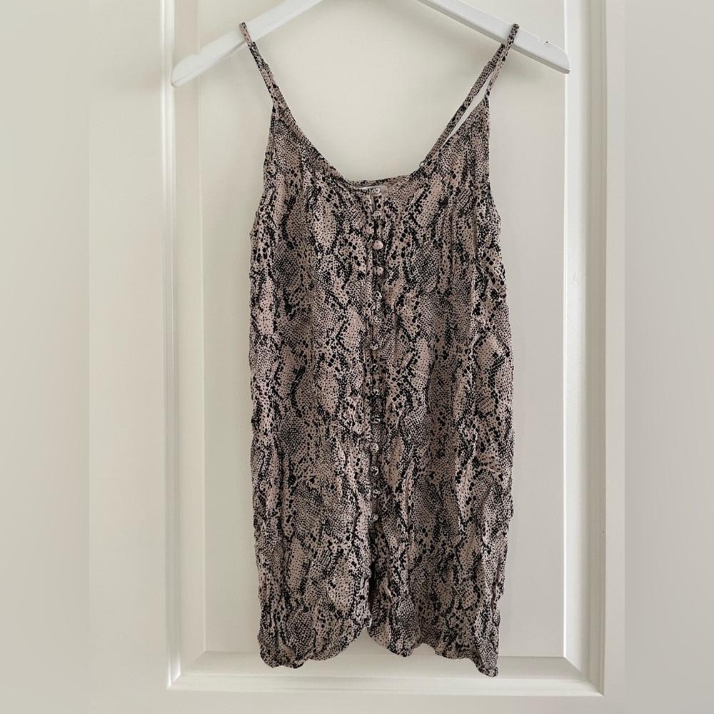 Printed button tank top